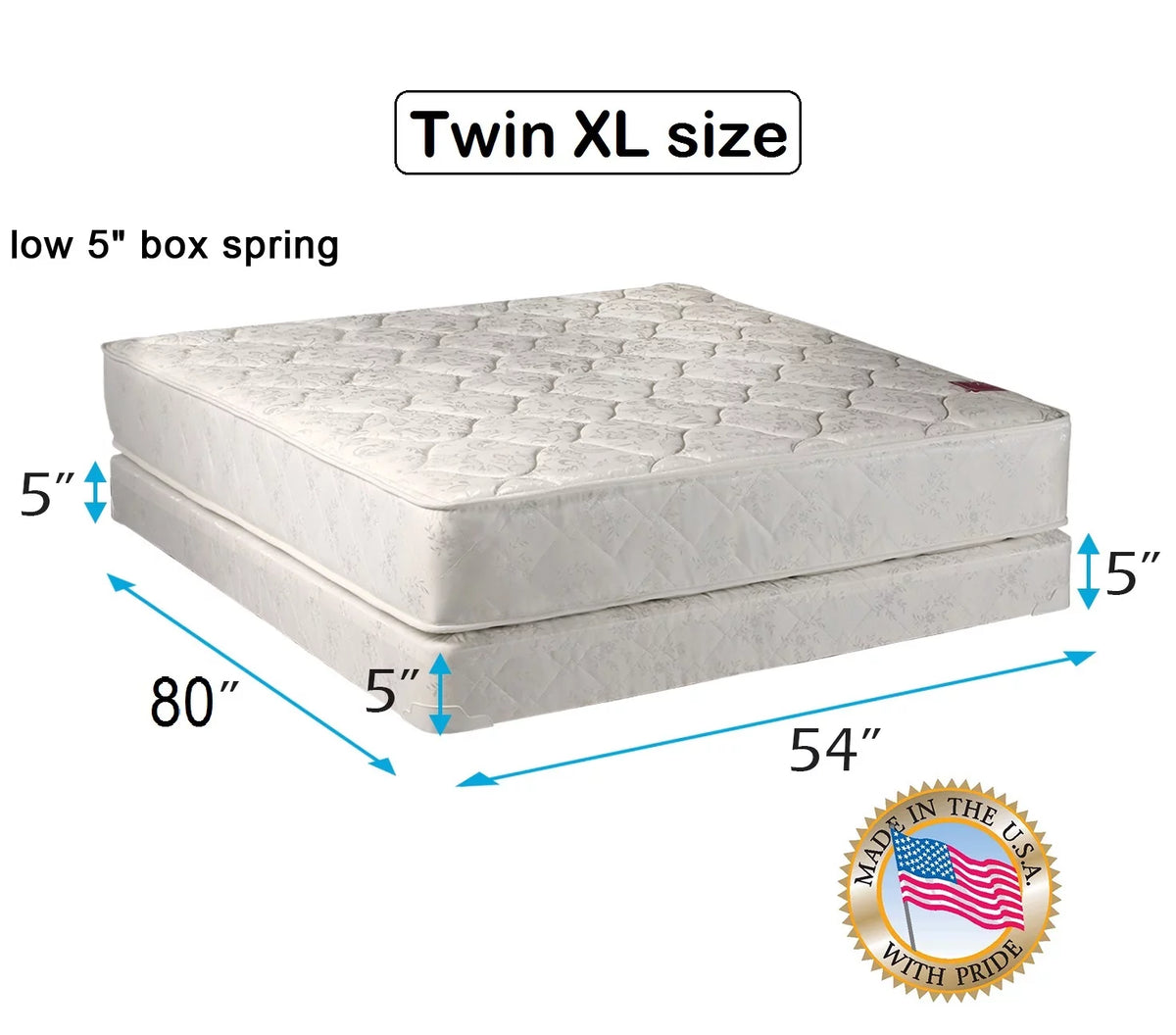 Twin Extra Long Mattress and Low Profile Box Spring Set S58361