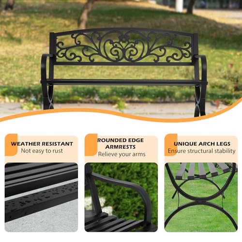 Black Metal Loveseat Bench U6805