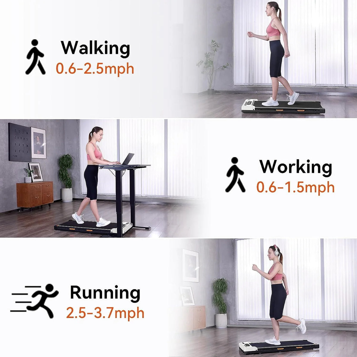 Under Desk Treadmill 2 in 1 Black T594519