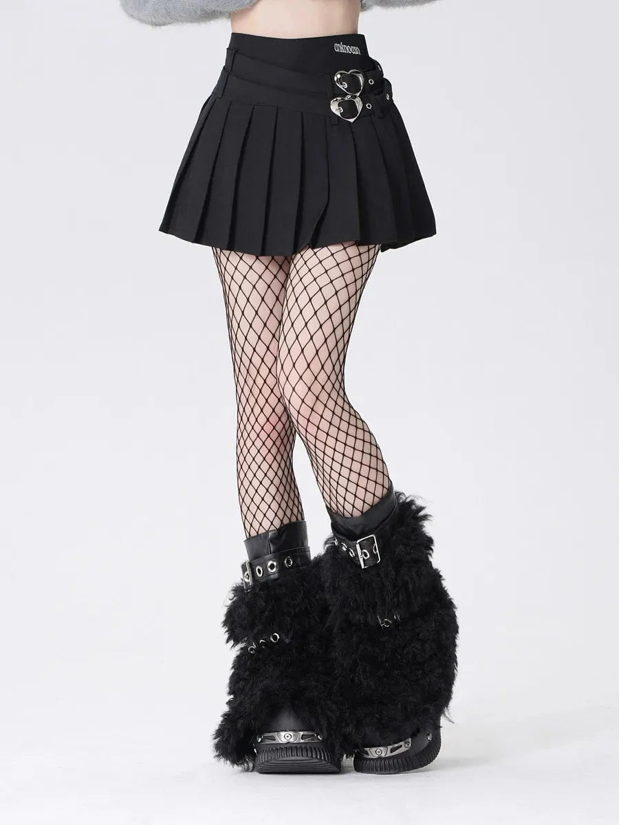 Pleated Heart Buckle Skirt N900