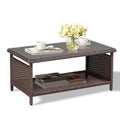 Brown Wicker Coffee Table with Storage F3705