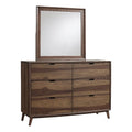 Caramel Brown Wood Double Drawer Dresser & Mirror Y3707