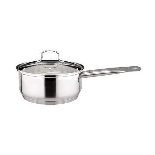 2 Quart Stainless Steel Saucepan with Tempered Glass Lid D80279
