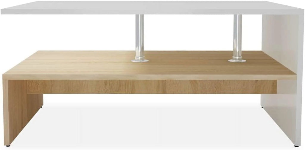 Oak and White Engineered Wood Coffee Table J3891