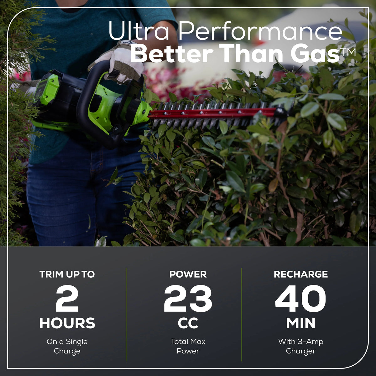 60V 26 Hedge Trimmer with 2.0 Ah Battery & 3 Amp Charger X319