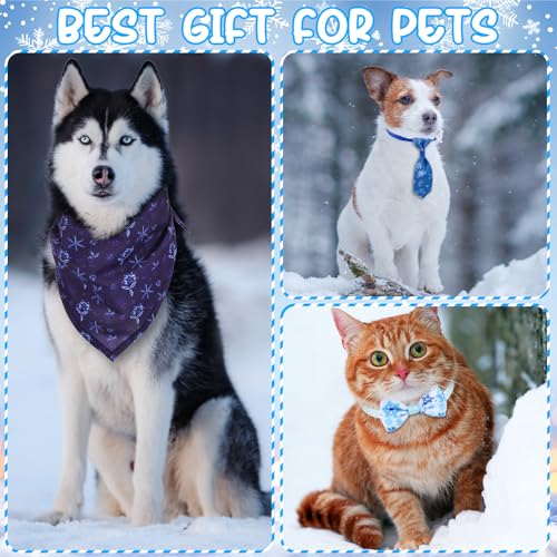 60 Pieces Winter Dog Bandanas Bow Ties Adjustable Pet Scarf N53546