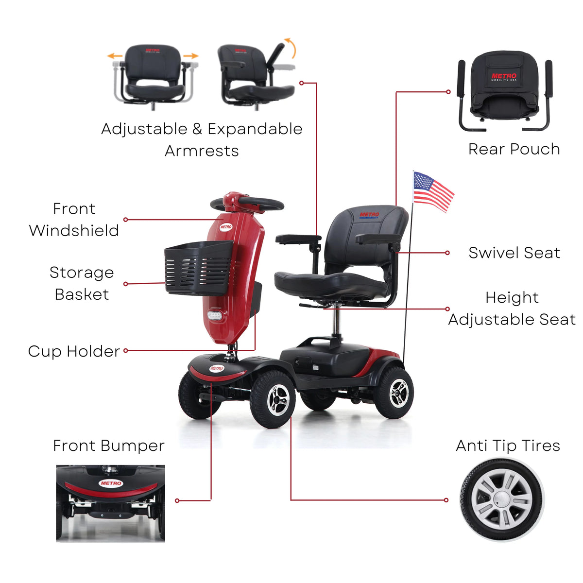 4-Wheel Mobility Scooter with Windshield E948349
