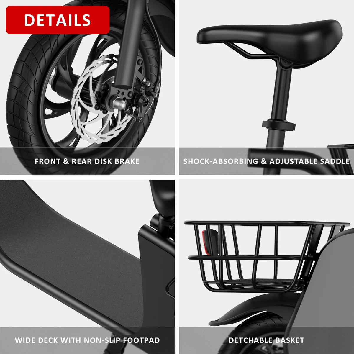 Foldable Electric Scooter with Seat and Carry Basket F607199