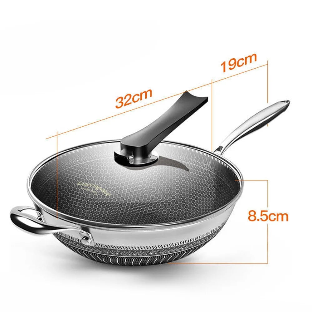 13In Nonstick Stainless Steel Frying Pan with Glass Lid X688