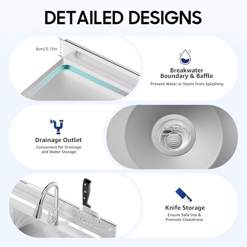 Stainless Steel Free Standing Single Bowl Utility Sink with Faucet B5139