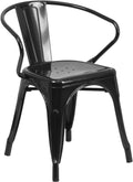 Black Metal Indoor-Outdoor Chair with Arms L9223