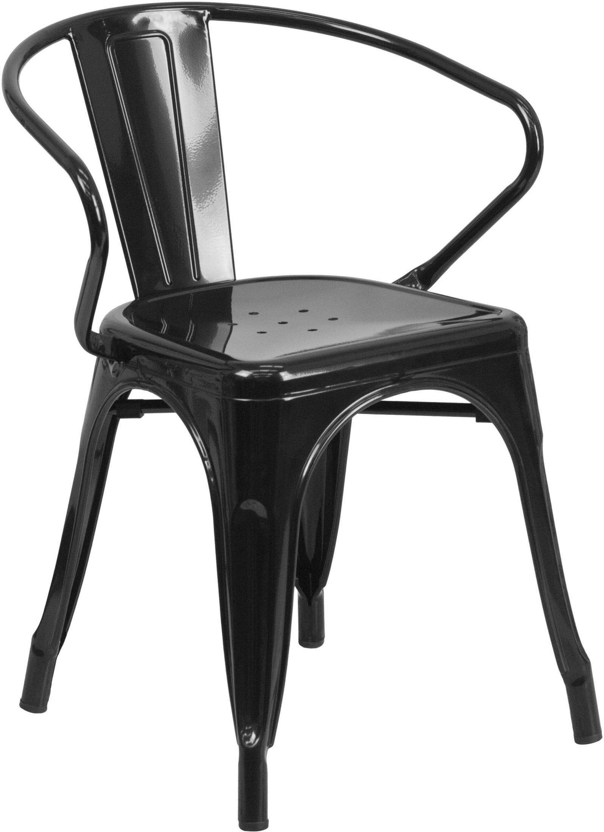 Black Metal Indoor-Outdoor Chair with Arms L9223