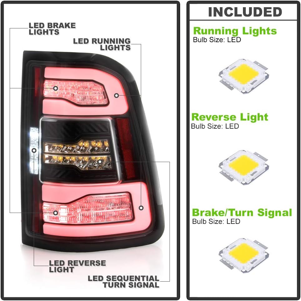 Black Full LED Tail Lights Left+Right V725349