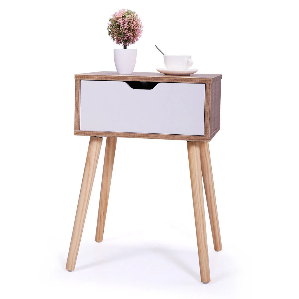 White 2Pcs Nightstand With Storage Drawers F315116