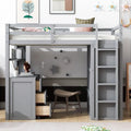 Solid Wood Loft Bed with Desk Wardrobe Storage Drawers A9358