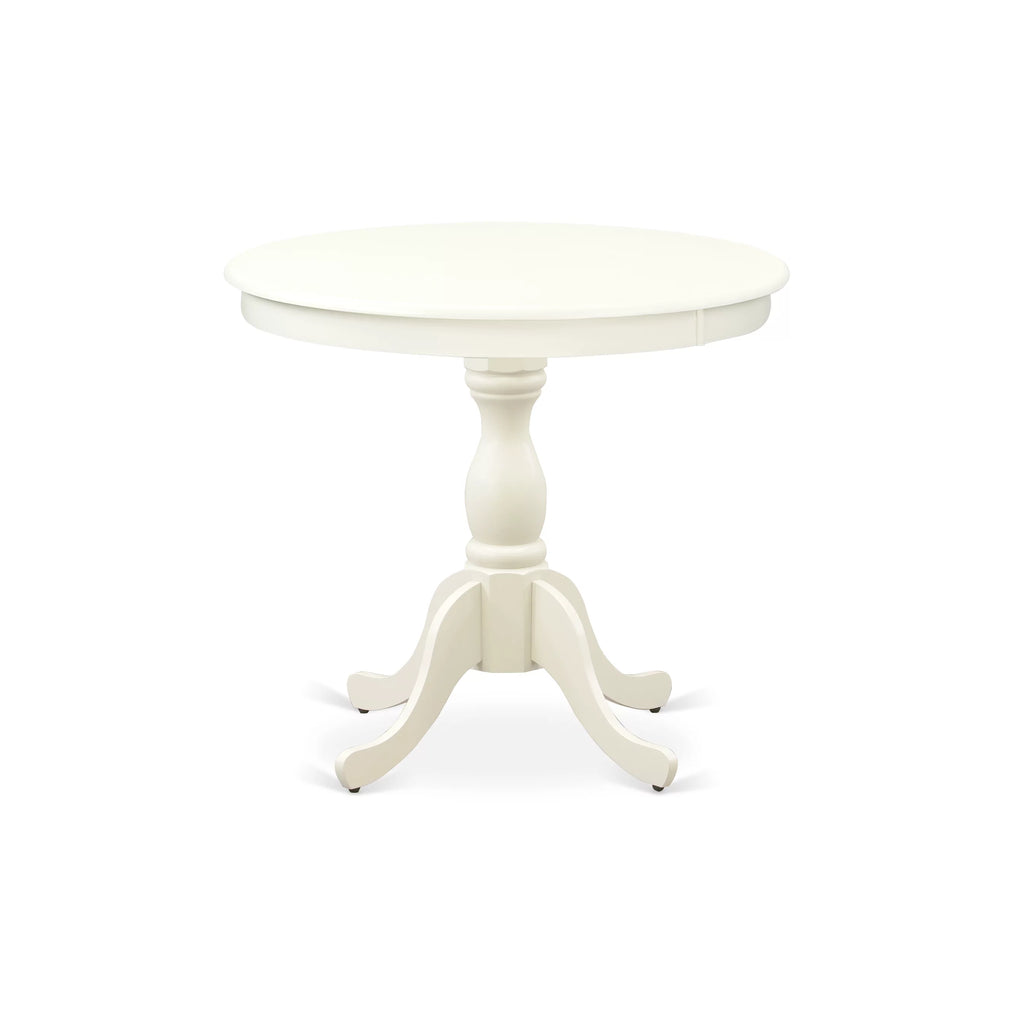 Antique White Wood Dining Table with Pedestal Legs Q332