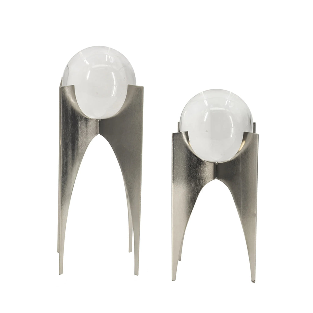 Silver Crystal Ball Statues with Stand 2ct D860387