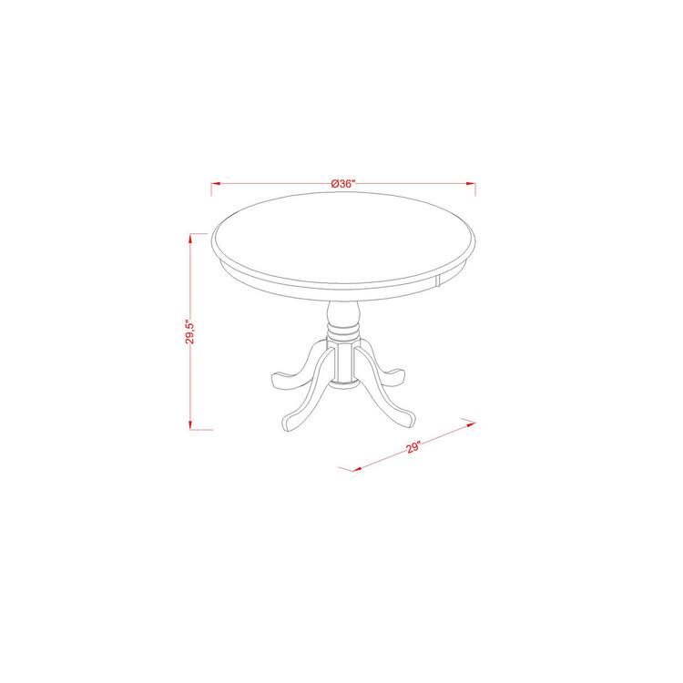 5pc Round 36 inch Table and 4 Vertical Slatted Chairs Y41809