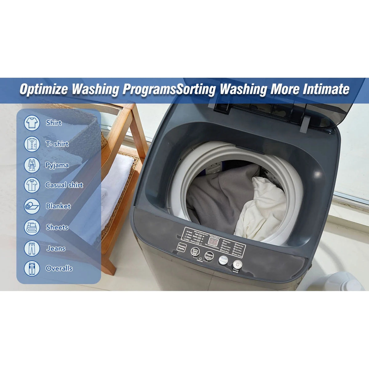 Portable Automatic Washing Machine 8 Water Levels 10 Programs L674499