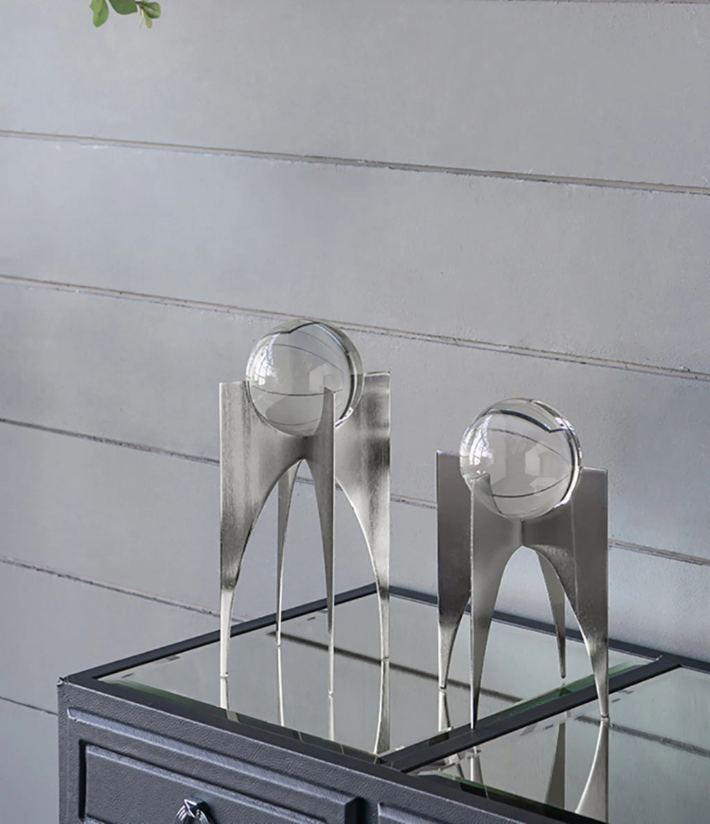 Silver Crystal Ball Statues with Stand 2ct D860387