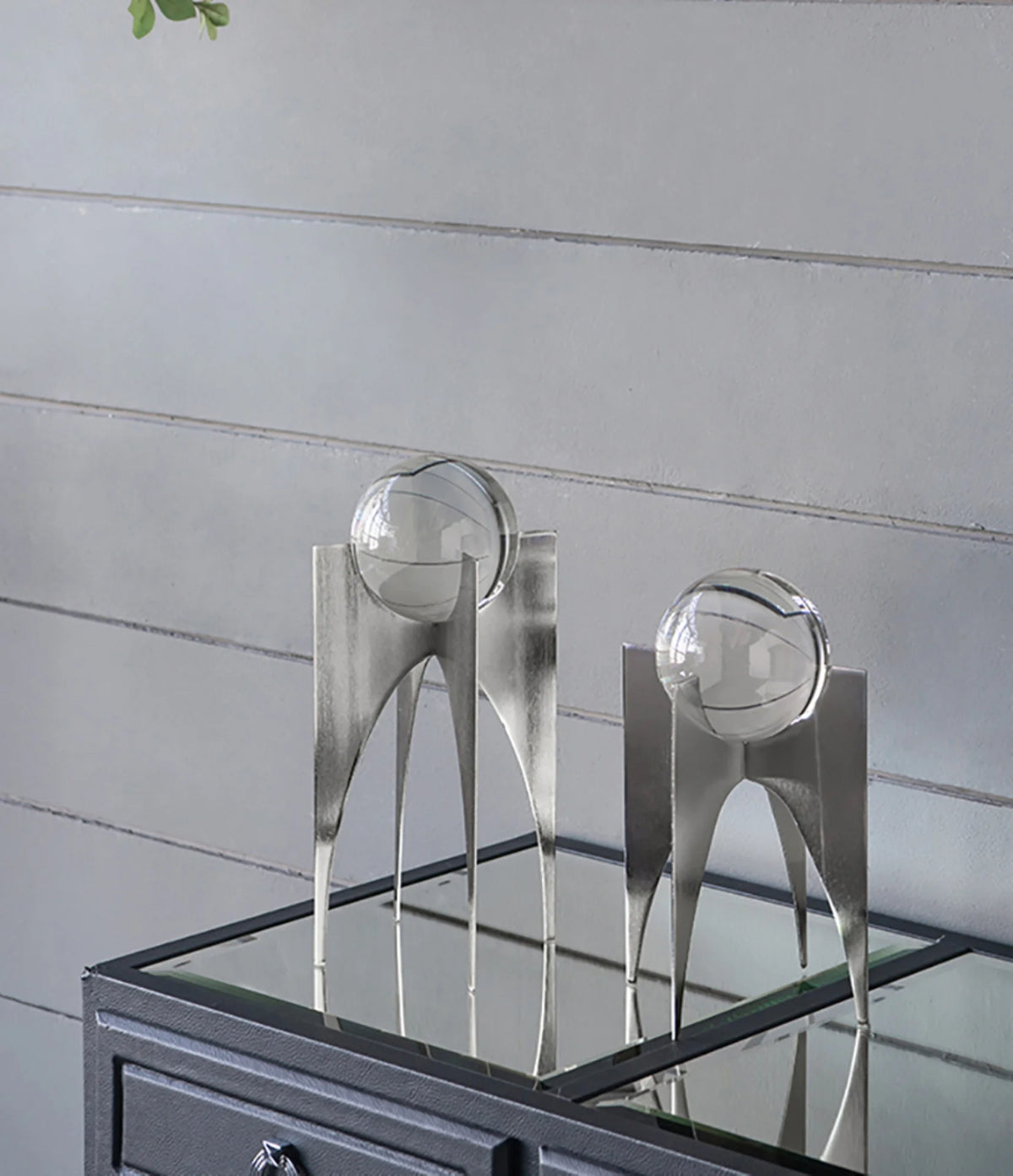 Silver Crystal Ball Statues with Stand 2ct D860387