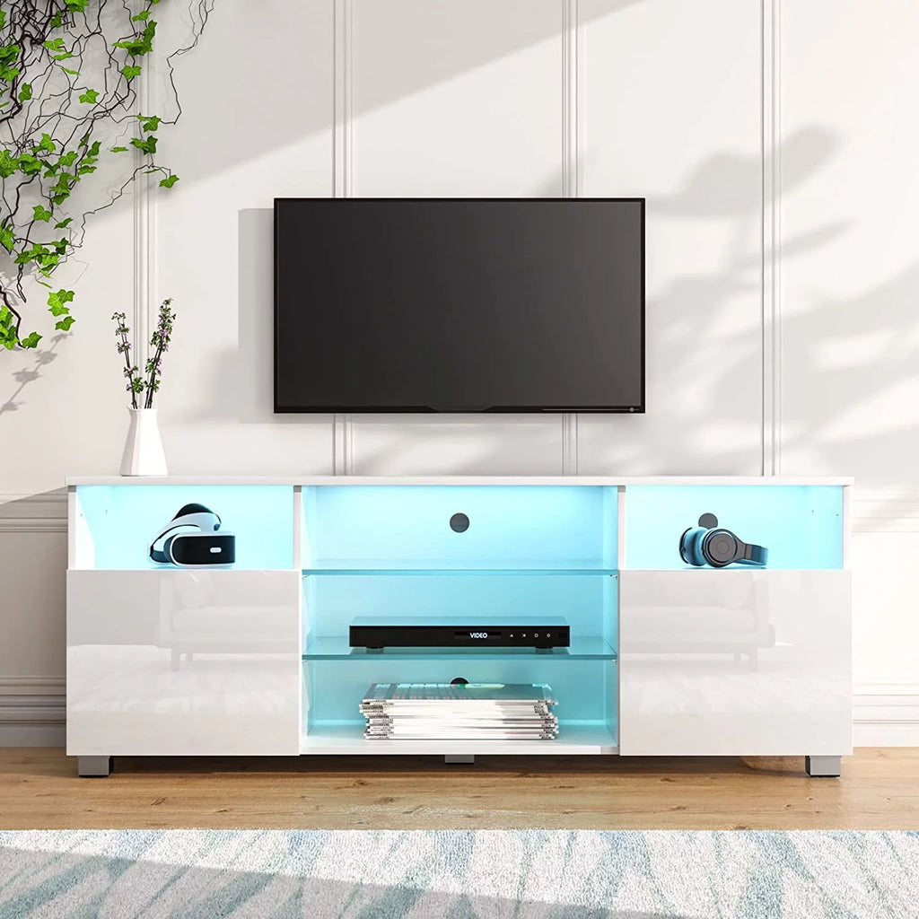 Black LED TV Stand with Glossy Cabinets W7795