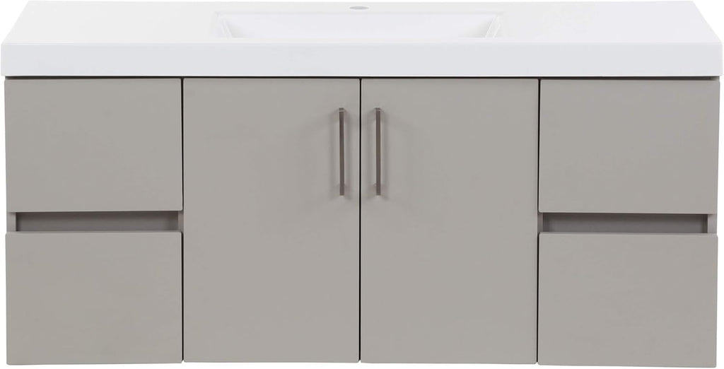 48.5” 2-Door Floating Bathroom Vanity with 4 Drawers and White Sink Top Y4209