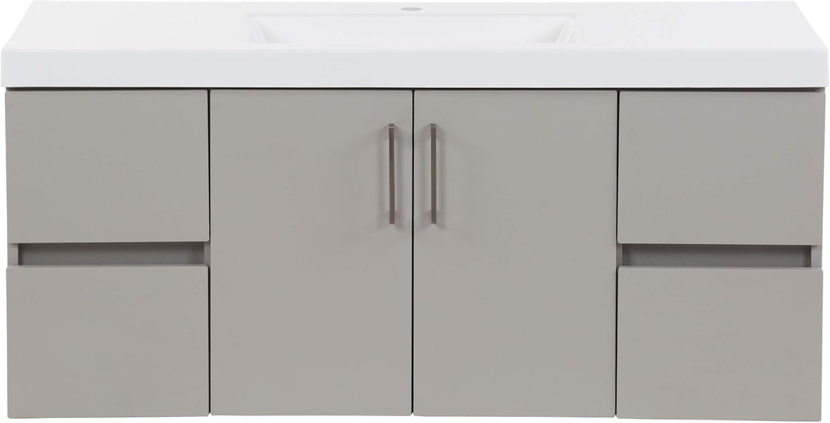 48.5” 2-Door Floating Bathroom Vanity with 4 Drawers and White Sink Top Y4209