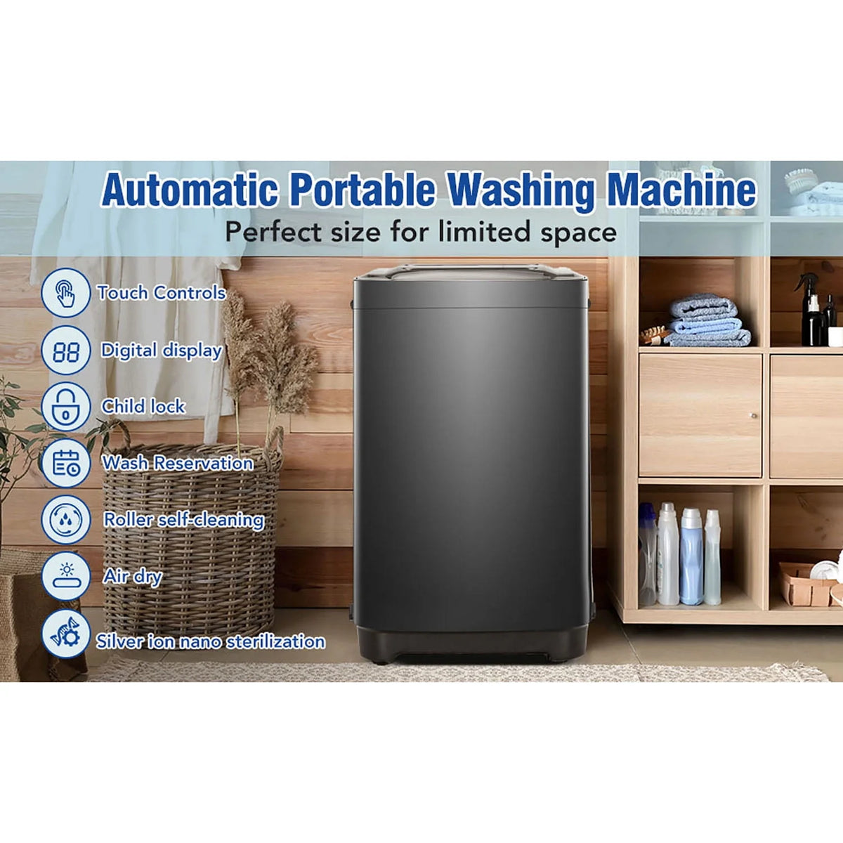 Portable Automatic Washing Machine 8 Water Levels 10 Programs L674499