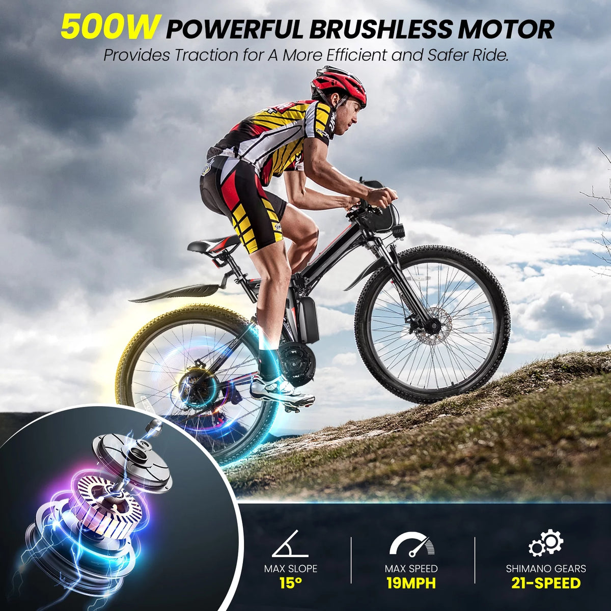 500W 26" Folding Electric Bicycle U89196
