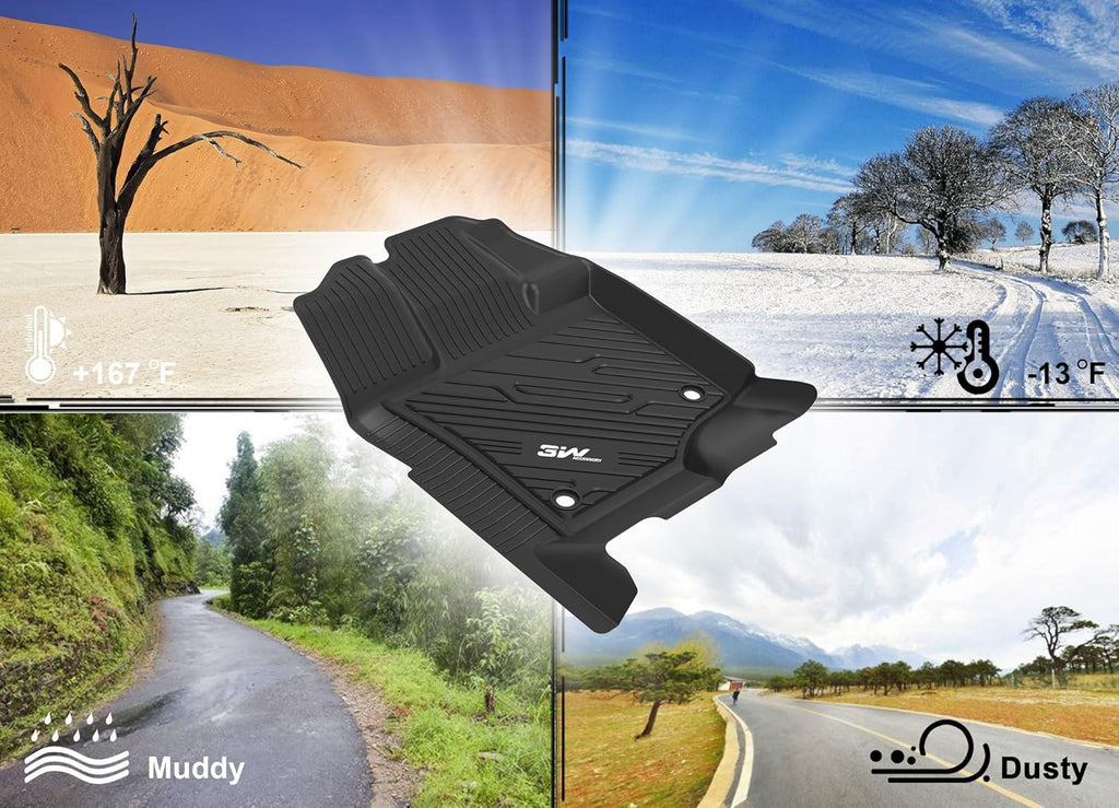 Black TPE All Weather Floor Mats Full Set J3536