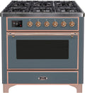 Blue Grey 36 Dual Fuel Propane Gas Range with Copper Trim N683
