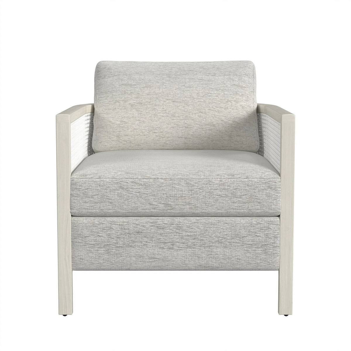 Hand Brushed White Wood and Fabric Accent Chair W290825