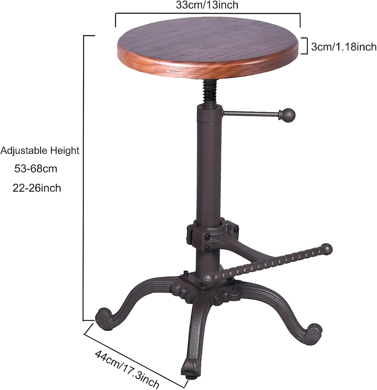 Rustic Swivel Adjustable 22-26 Bar Stool N521