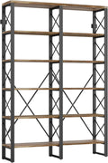 Double Wide 6-Tier Wood and Metal Bookshelf O532