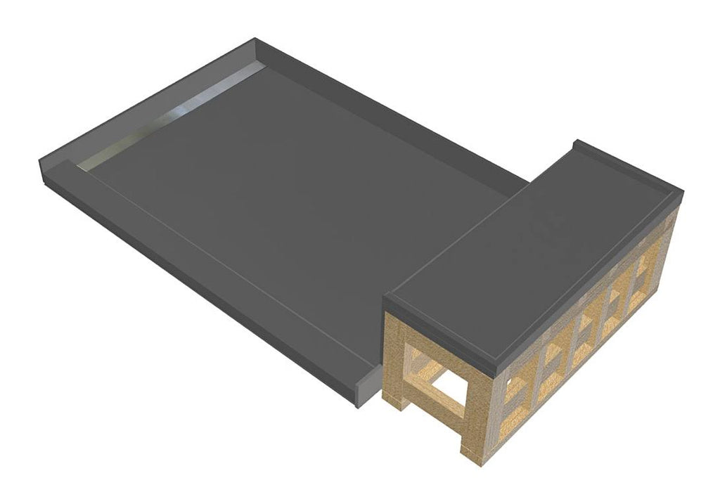 42x22 x 48x22 Single Threshold Shower Base with Bench and Drain Grate K4520