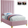 Twin Pink Gold Wood Platform Bed S9455