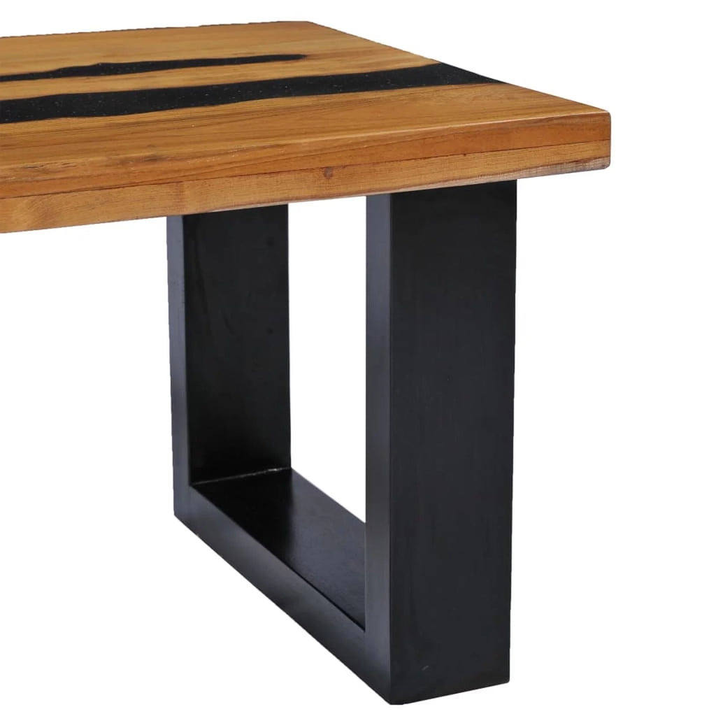 Solid Teak Wood and Lava Stone Coffee Table N104849