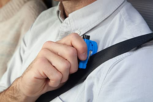 Emergency Keychain Car Escape Tool, 2-in-1 Seatbelt Cutter and Window Breaker, Black, Blue, Safety Yellow O967