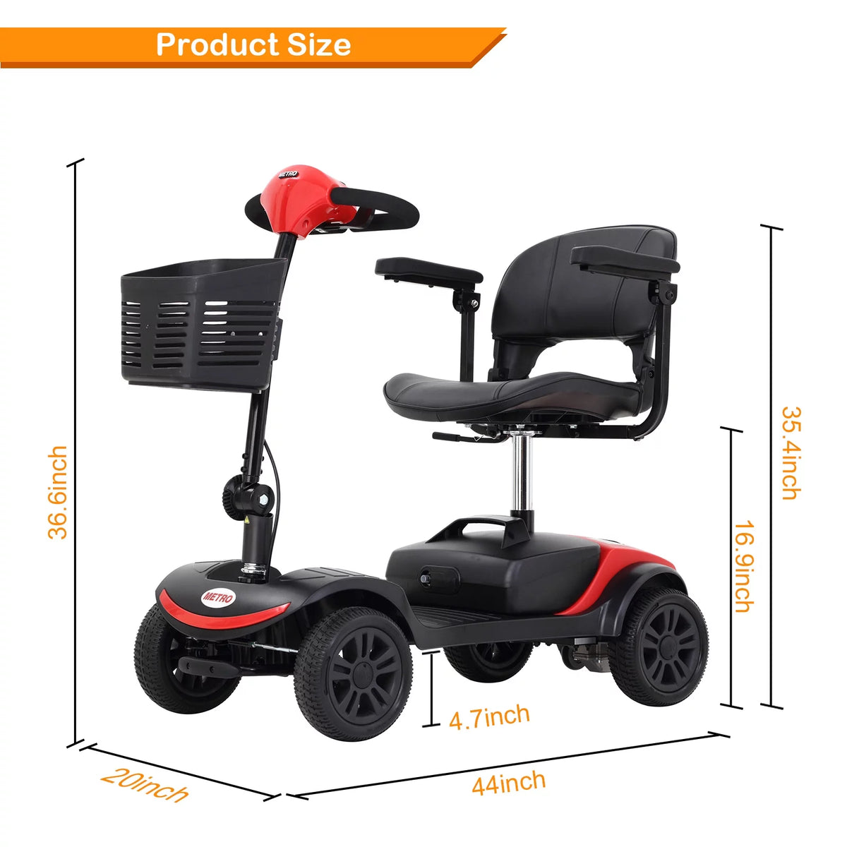 Blue 4 Wheels Folding Mobility Scooter U6307