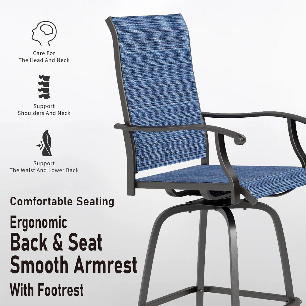 3 Pieces Outdoor Swivel Bar Stool Bistro Set Y720