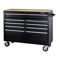 Black 9-Drawer Mobile Storage Cabinet with Solid Wood Top D2661