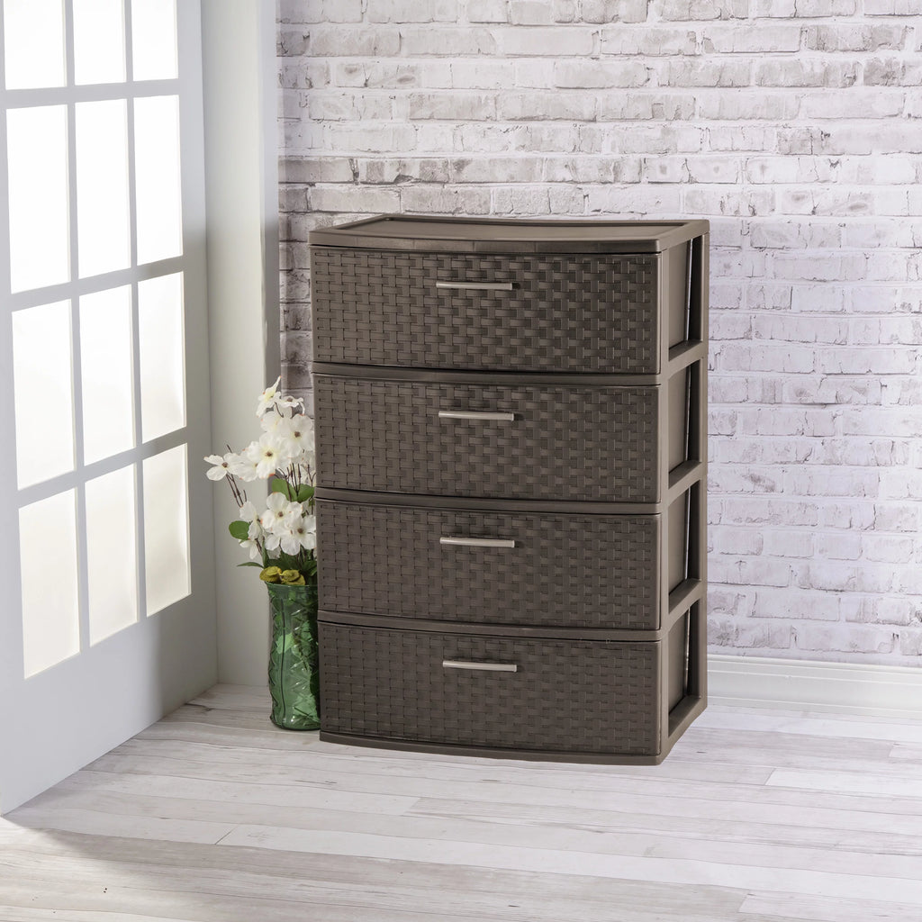 4 Drawer Wide Weave Tower Espresso W5197