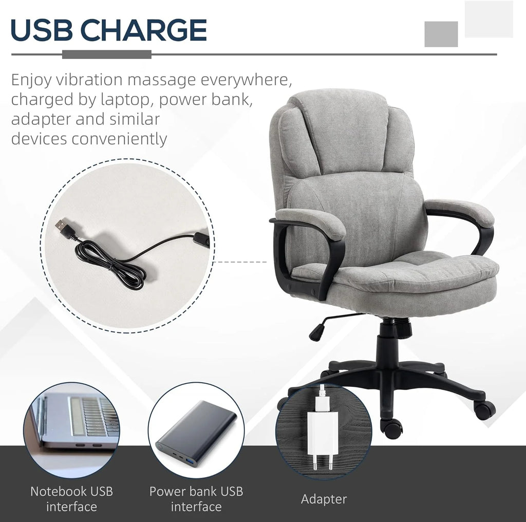 Gray Massage Office Chair with USB Power D84532