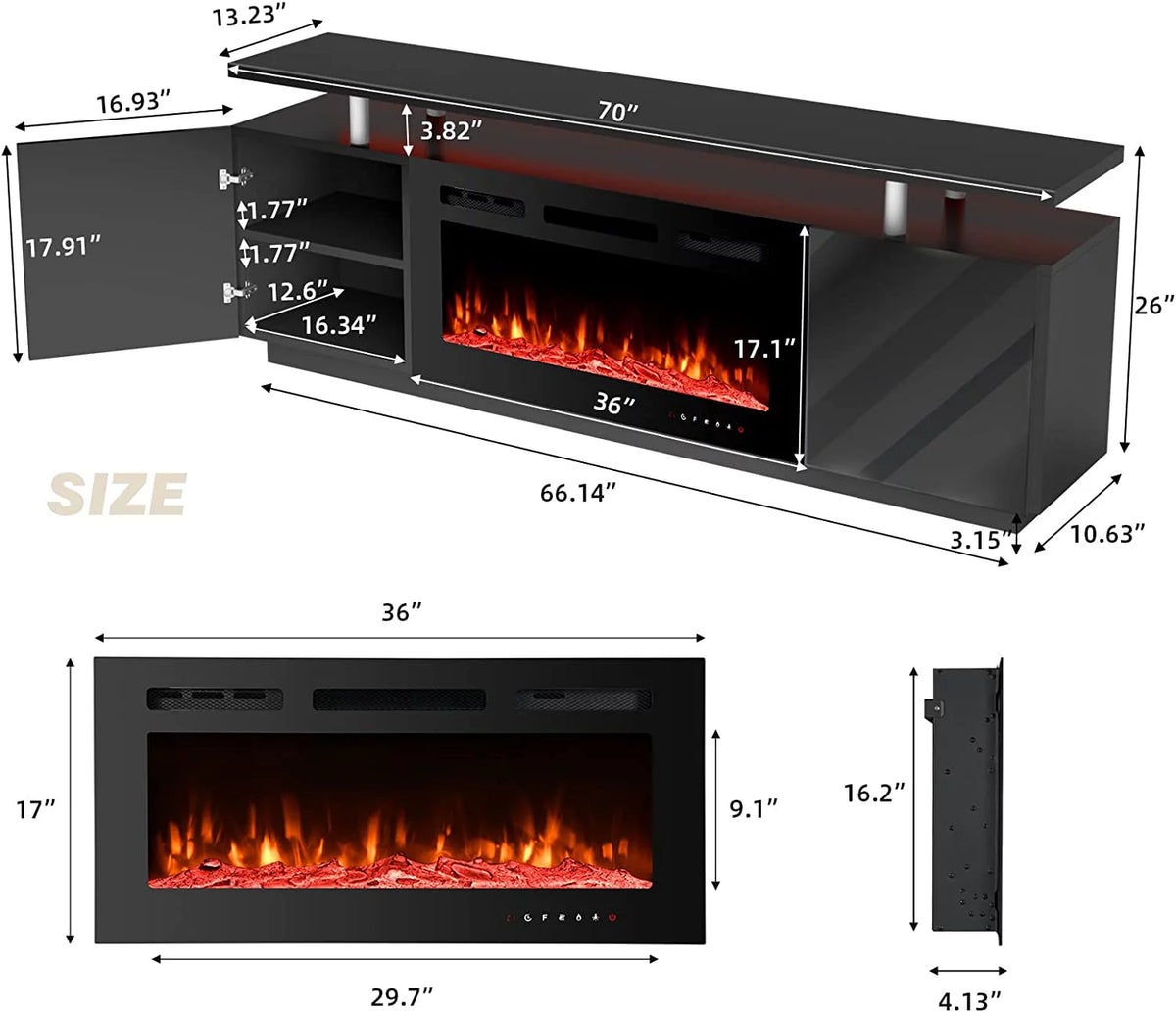White Fireplace TV Stand with 40'' Electric Fireplace B291