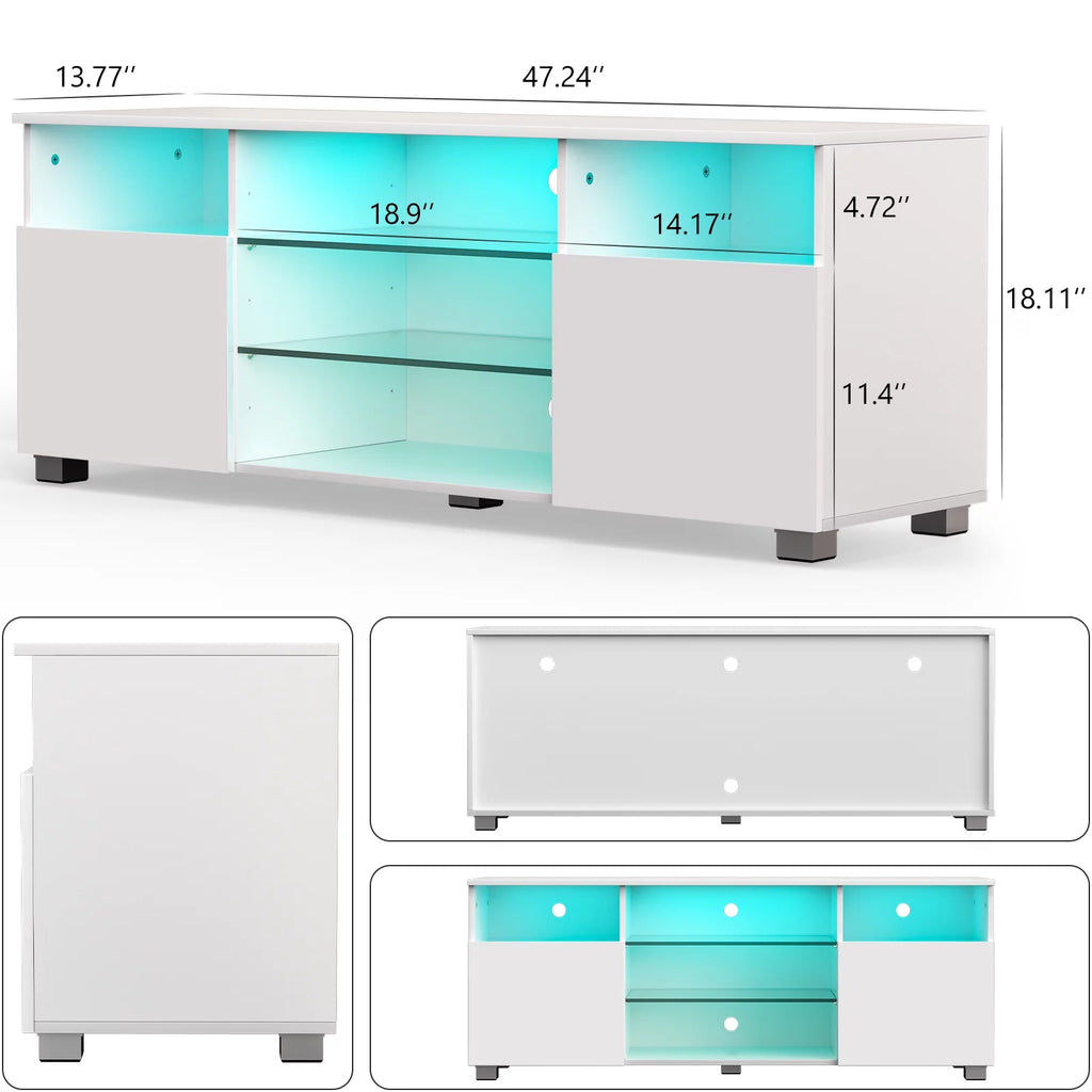 Black LED TV Stand with Glossy Cabinets W7795