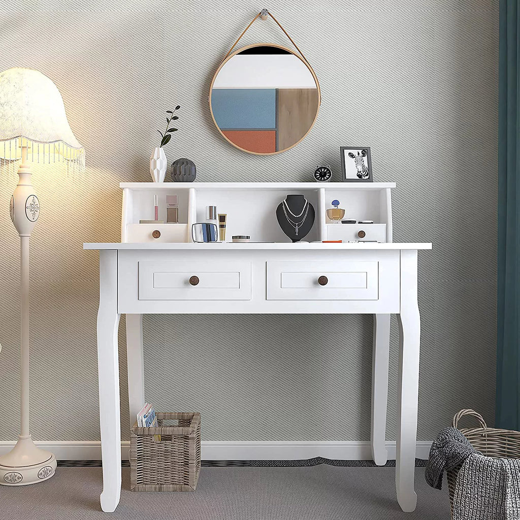 White 32 Inch Writing Desk with Storage Drawers P37343