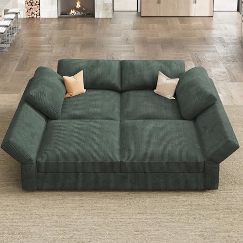Beige Corduroy Modular Sectional Sofa with Storage M865