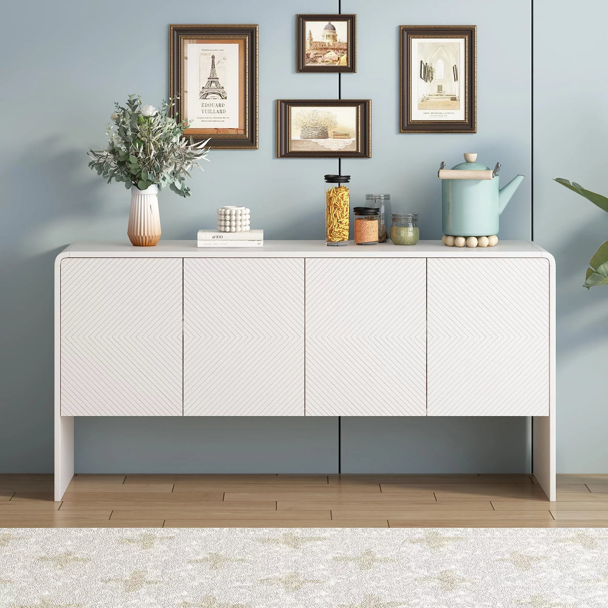 60" Wooden Sideboard with 4 Doors Z324