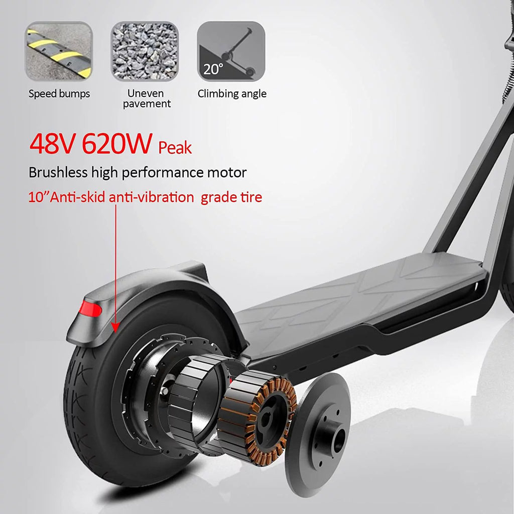 Electric Scooter 450W Motor 22 Miles Range 19MPH 10in Solid Tires Folding X90496